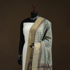 Bagh Hand Block Print Natural Dyed Tissue Zari Chanderi Silk Dupatta 35