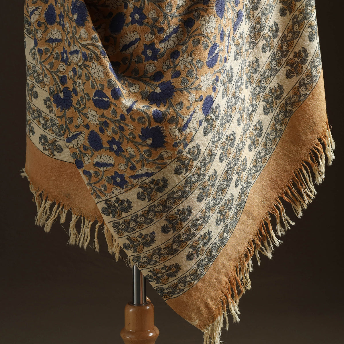 Floral Sanganeri Print Pure Merino Wool Handwoven Shawl 94