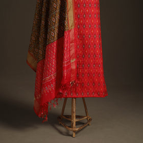 Pochampally Ikat Handloom Sico Unstitched Dress Material: Kurta with Dupatta 07