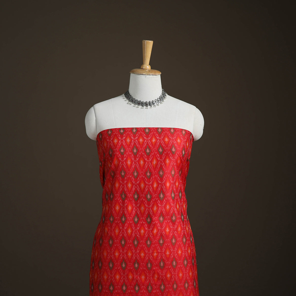 Pochampally Ikat Handloom Sico Unstitched Dress Material: Kurta with Dupatta 07