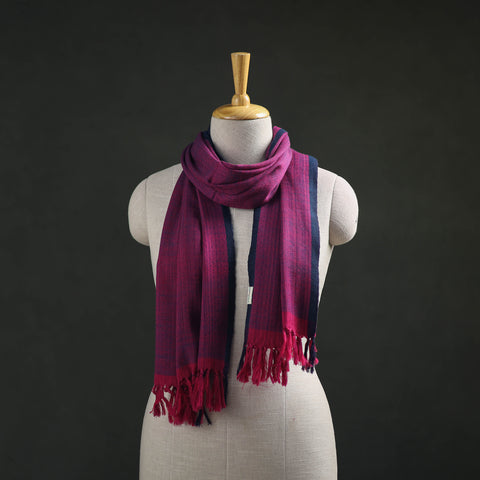 Purple - Kumaun Handwoven Pure Merino Wool Stole 08