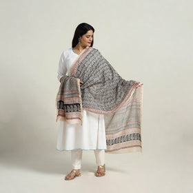Grey - natural dyed hand chanderi silk bagh dupatta 24