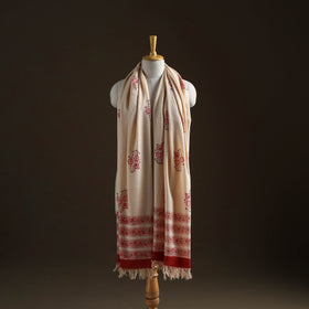 Floral Sanganeri Print Pure Merino Wool Handwoven Shawl 95