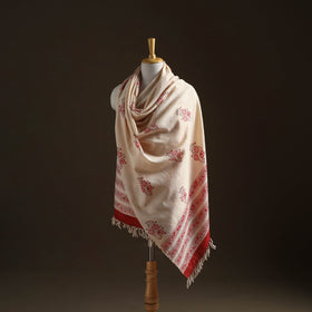 Floral Sanganeri Print Pure Merino Wool Handwoven Shawl 95