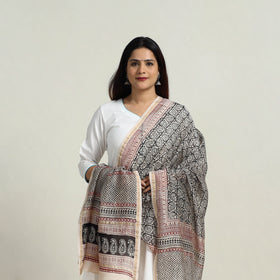 Grey - natural dyed hand chanderi silk bagh dupatta 24