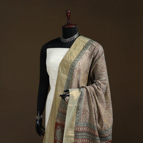 Bagh Hand Block Print Natural Dyed Tissue Zari Chanderi Silk Dupatta 36