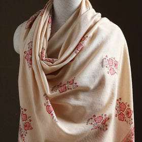 Floral Sanganeri Print Pure Merino Wool Handwoven Shawl 95