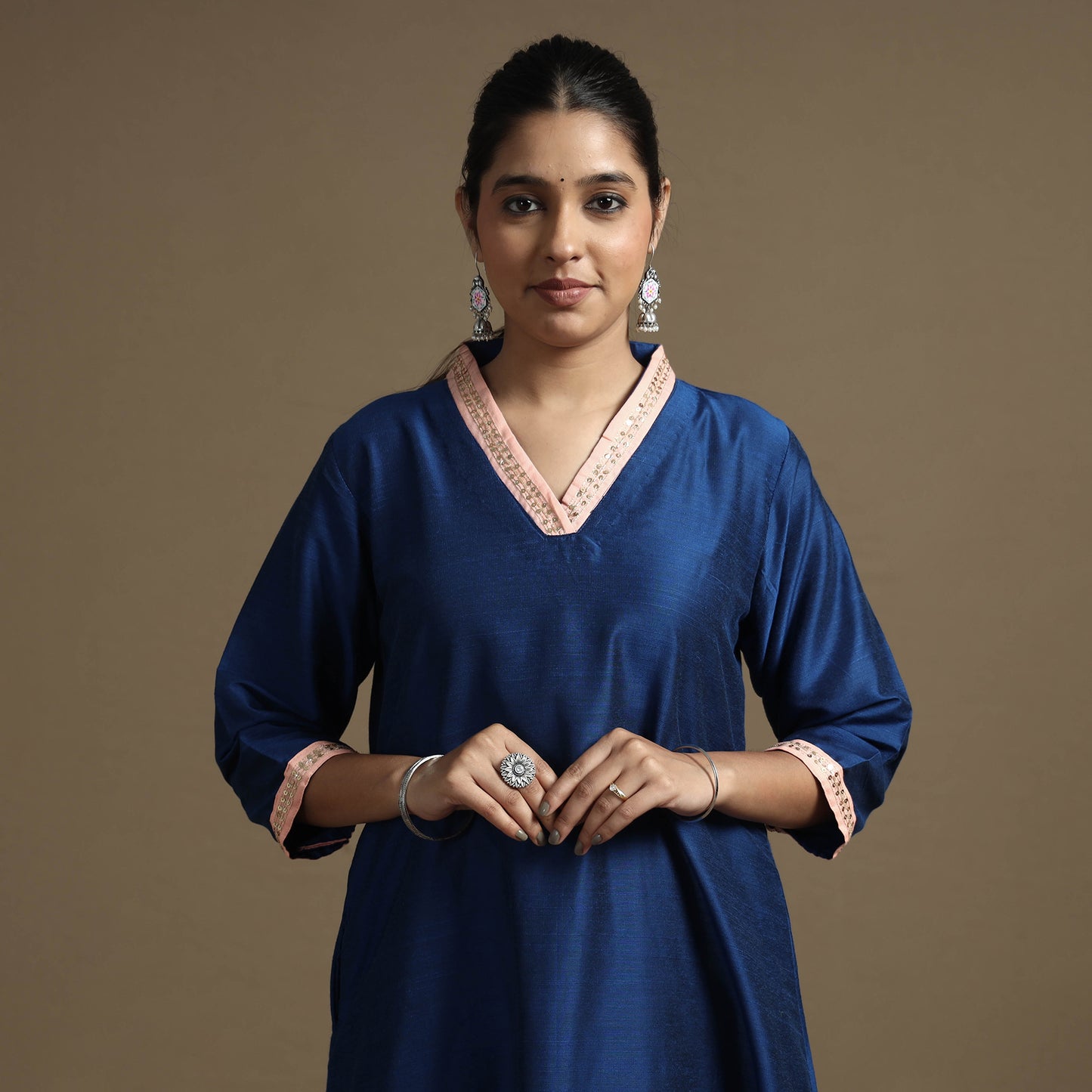 Plain Solid Slub kurta