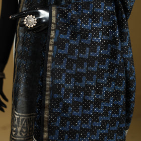 Blue - Pipad Hand Block Print Natural Dyed Chanderi Silk Handloom Dupatta 30