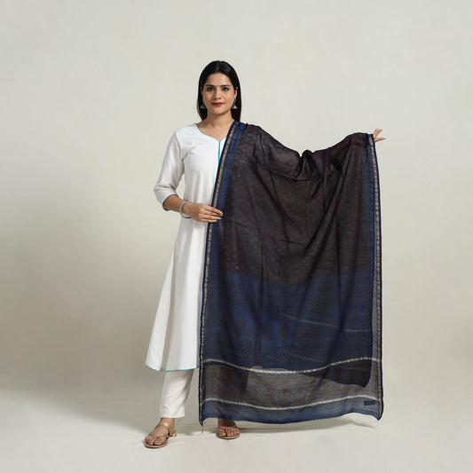 Natural Dyed Hand Block Print Chanderi Silk Bagh Dupatta 25