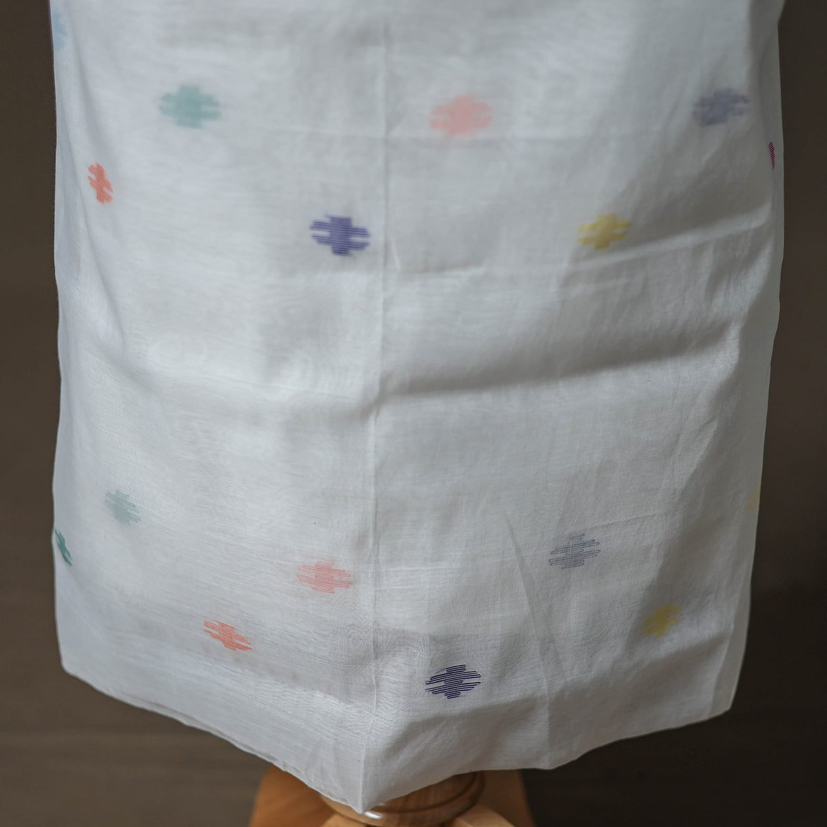 White - jamdani pure handloom muslin unstitched dress