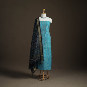 Pochampally Ikat Handloom Sico Unstitched Dress Material: Kurta with Dupatta 08