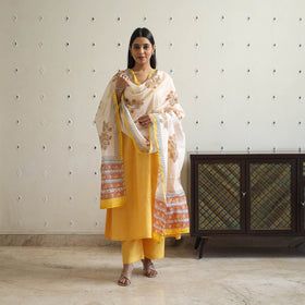  Tussar Silk Cotton Handloom Plain Kurta Set 