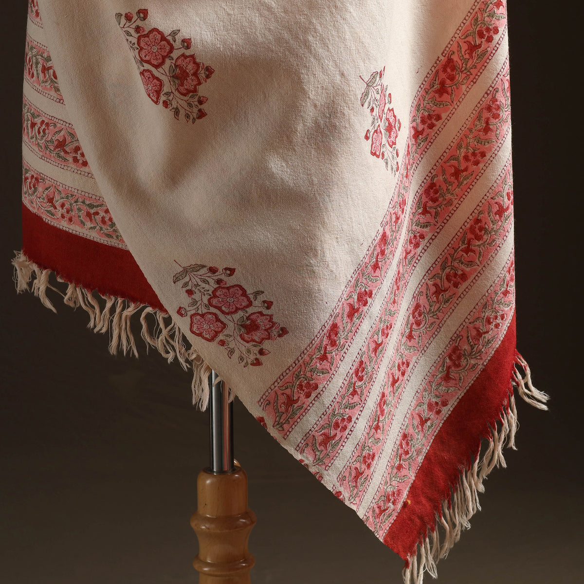 Floral Sanganeri Print Pure Merino Wool Handwoven Shawl 95