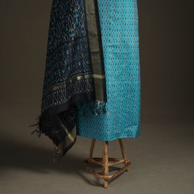 Pochampally Ikat Handloom Sico Unstitched Dress Material: Kurta with Dupatta 08