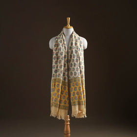 Floral Sanganeri Print Pure Merino Wool Handwoven Shawl 96