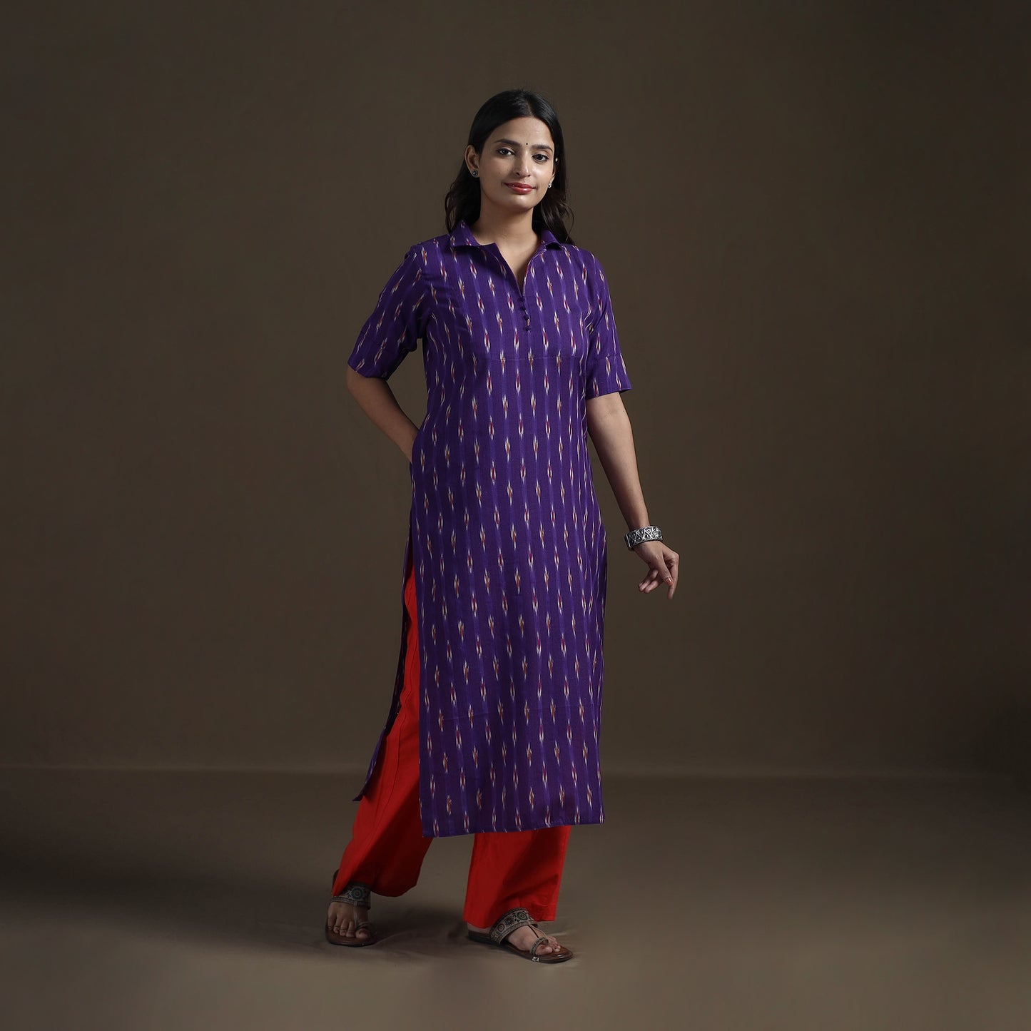 Pochampally Ikat Cotton Straight Kurta for Women 09