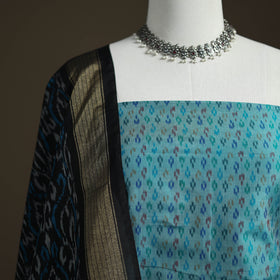 Pochampally Ikat Handloom Sico Unstitched Dress Material: Kurta with Dupatta 08
