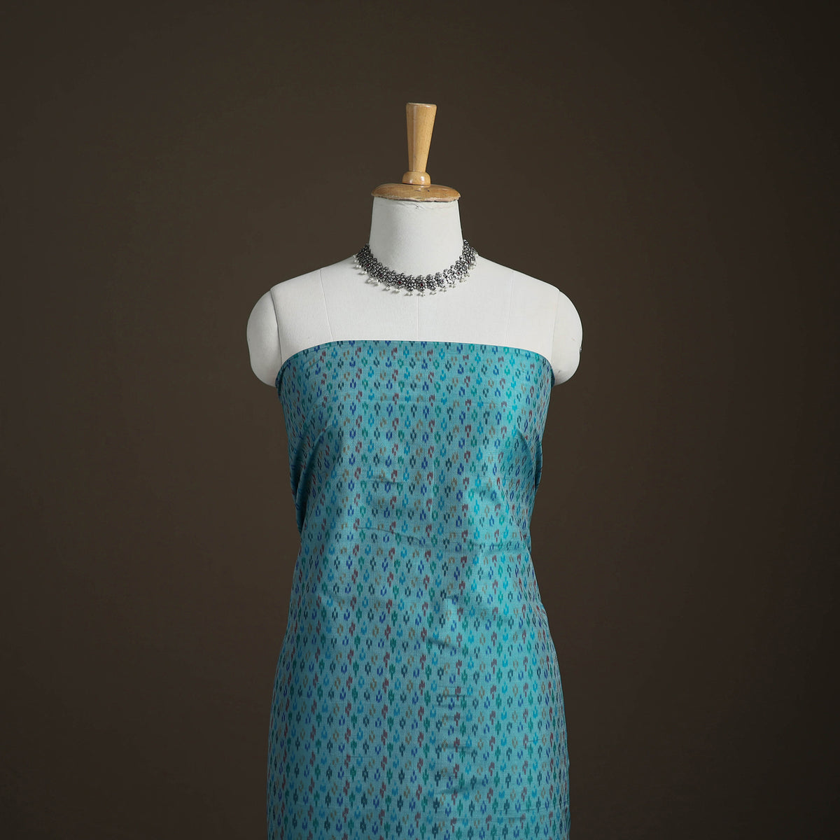 Pochampally Ikat Handloom Sico Unstitched Dress Material: Kurta with Dupatta 08