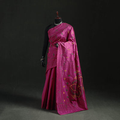 Hand Embroidered Silk Saree 04