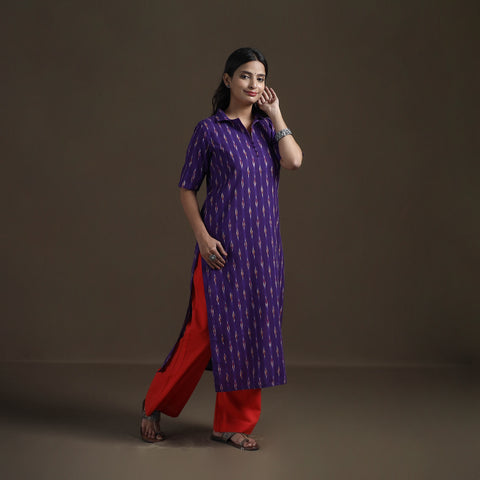 Pochampally Ikat Cotton Straight Kurta for Women 09