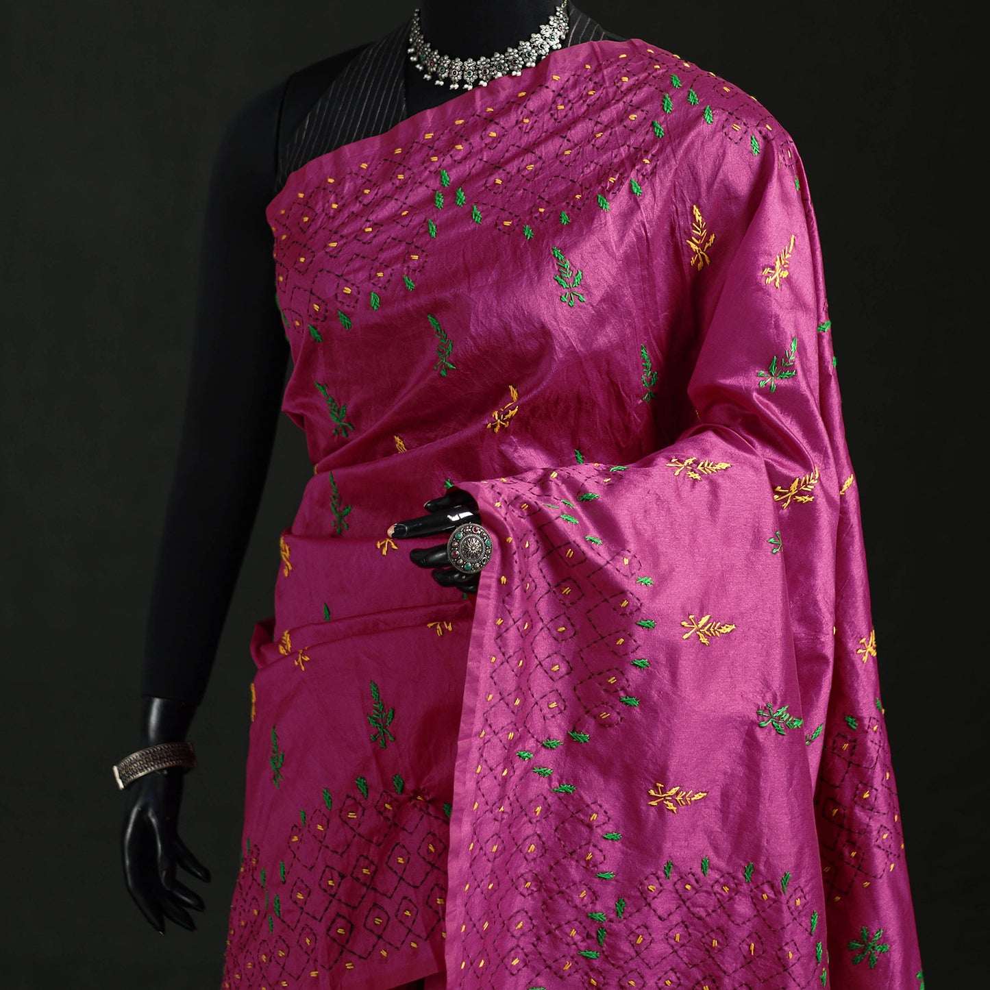 Hand Embroidered Silk Saree 04