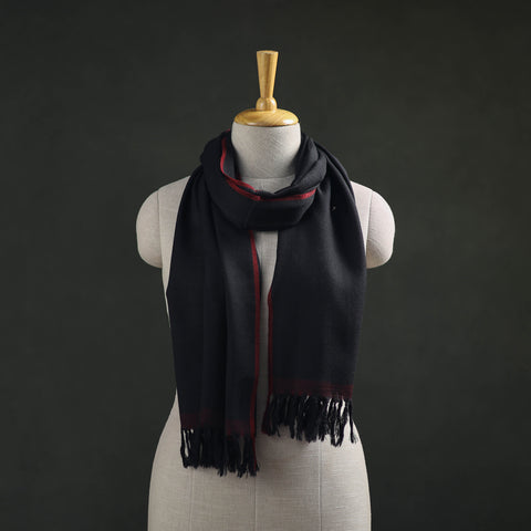 Black - Kumaun Handwoven Pure Merino Wool Stole 16