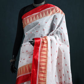 Handwoven Pure Cotton Phulia Jamdani Saree for Durga Puja 01