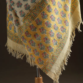 Floral Sanganeri Print Pure Merino Wool Handwoven Shawl 96