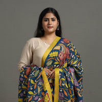 Blue - Chanderi Silk Srikalahasti Handpainted Pen Kalamkari Dupatta 35