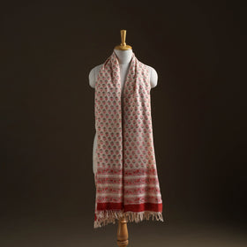 Floral Sanganeri Print Pure Merino Wool Handwoven Shawl 97
