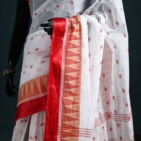 Handwoven Pure Cotton Phulia Jamdani Saree for Durga Puja 01