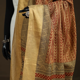 Bagh Hand Block Print Natural Dyed Tissue Zari Chanderi Silk Dupatta 38