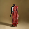 Red - Pipad Hand Block Print Natural Dyed Chanderi Silk Handloom Dupatta 34