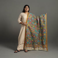 Grey - Chanderi Silk Srikalahasti Handpainted Pen Kalamkari Dupatta 36