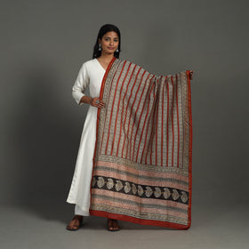 Buy Maroon Block Print Chanderi Silk Bagru Dupatta 