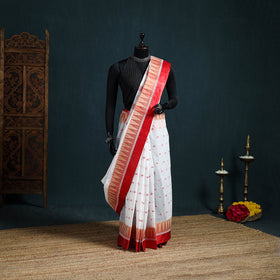 Handwoven Pure Cotton Phulia Jamdani Saree for Durga Puja 01