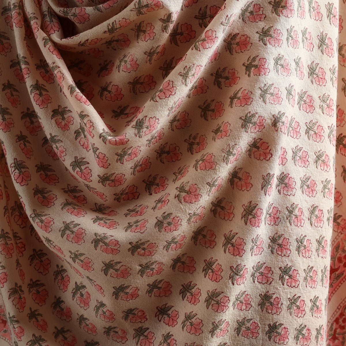 Floral Sanganeri Print Pure Merino Wool Handwoven Shawl 97