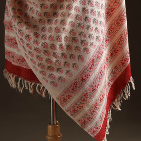 Floral Sanganeri Print Pure Merino Wool Handwoven Shawl 97