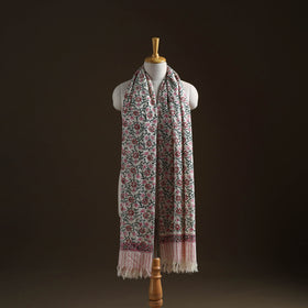 Floral Sanganeri Print Pure Merino Wool Handwoven Shawl 98