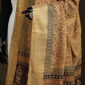 Bagh Hand Block Print Natural Dyed Tissue Zari Chanderi Silk Dupatta 39