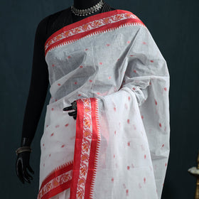 Handwoven Pure Cotton Phulia Jamdani Saree for Durga Puja 02