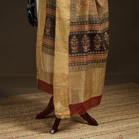 Bagh Hand Block Print Natural Dyed Tissue Zari Chanderi Silk Dupatta 39