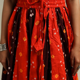 Multicolor - Bandhani Tie-Dye 24 Kali Patchwork Cotton Long Skirt 25