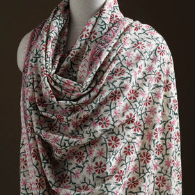 Floral Sanganeri Print Pure Merino Wool Handwoven Shawl 98