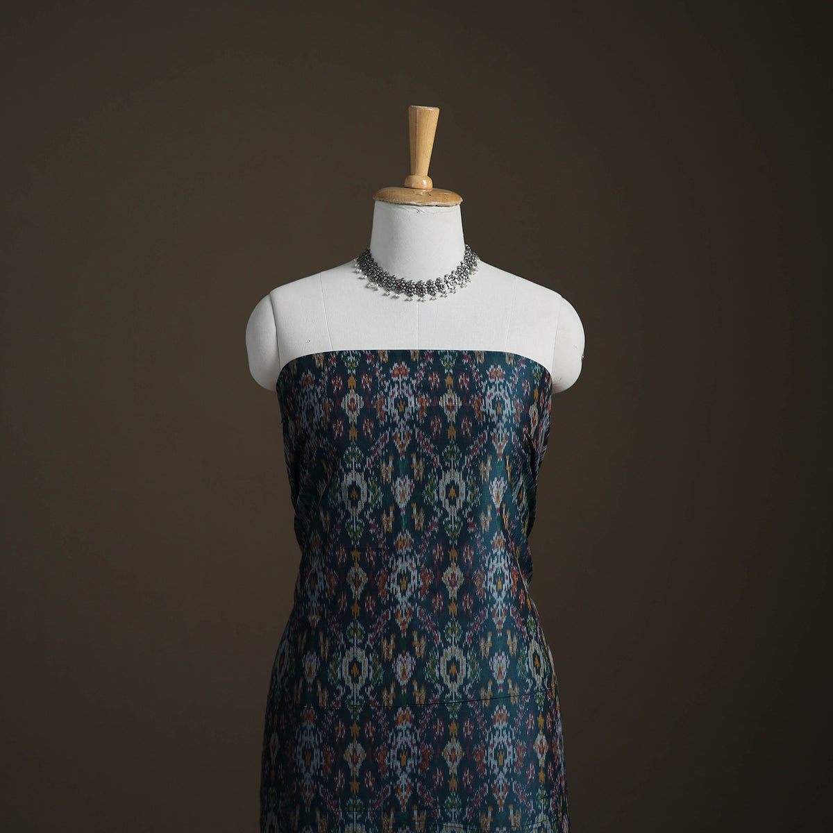 Pochampally Ikat Handloom Sico Unstitched Dress Material: Kurta with Dupatta 09