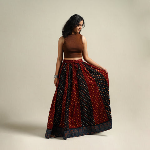Multicolor - Bandhani Tie-Dye 24 Kali Patchwork Cotton Long Skirt 26