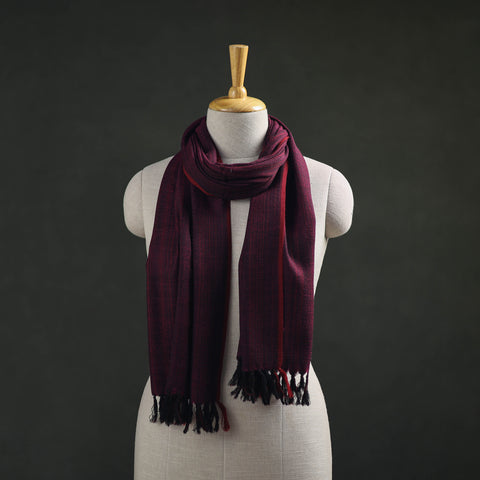 Maroon - Kumaun Handwoven Pure Merino Wool Stole 25