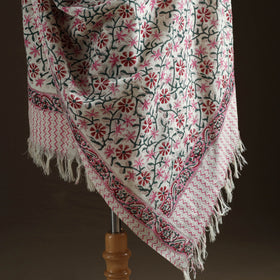Floral Sanganeri Print Pure Merino Wool Handwoven Shawl 98
