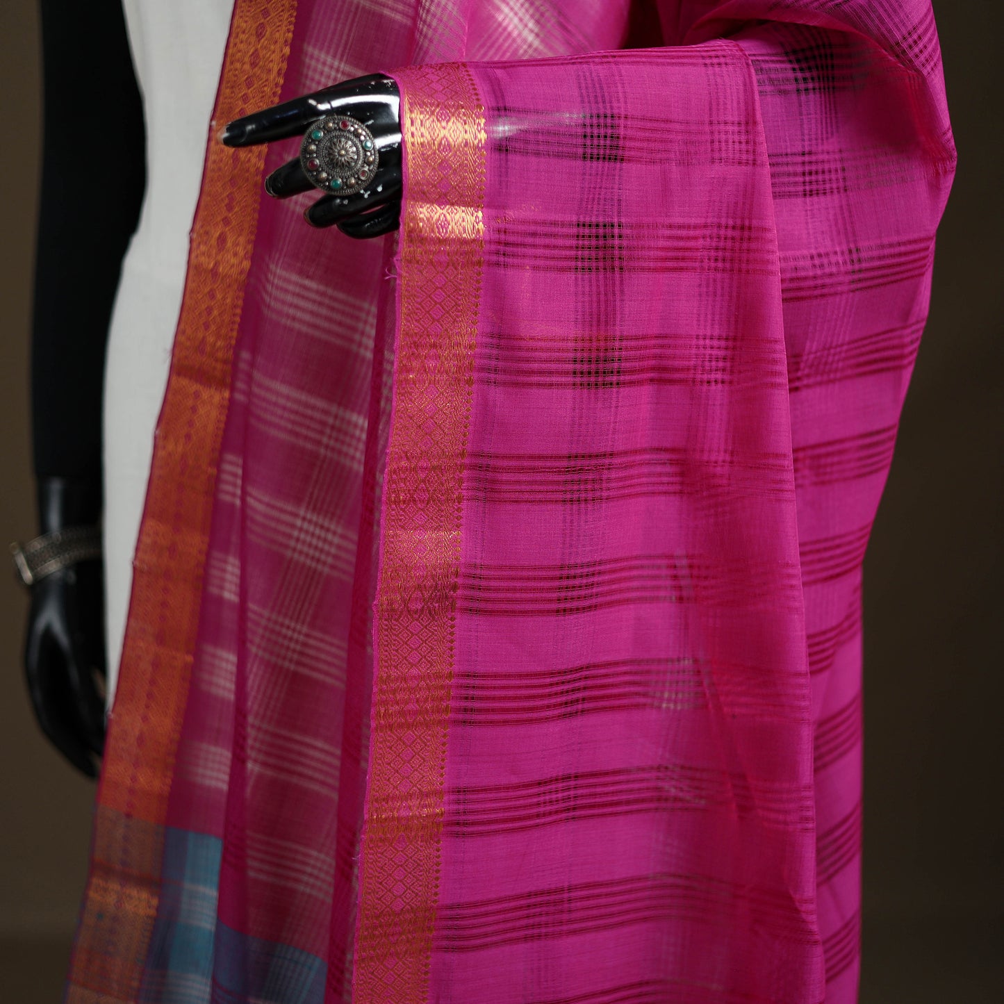 Pure Handloom Cotton Nizam Zari Border Mangalagiri Dupatta 39